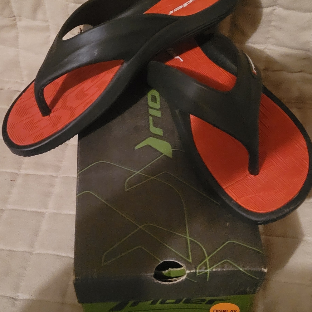 Womens Rider Black and Red Sandals